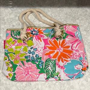 Lilly Pulitzer Tropical Floral Tote Bag with Rope Handles New with Tags
